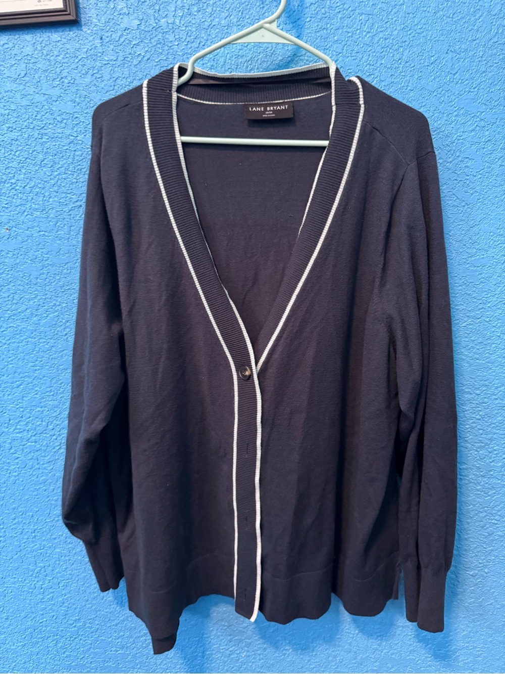 Lane Bryant Black Cardigan with White Trim